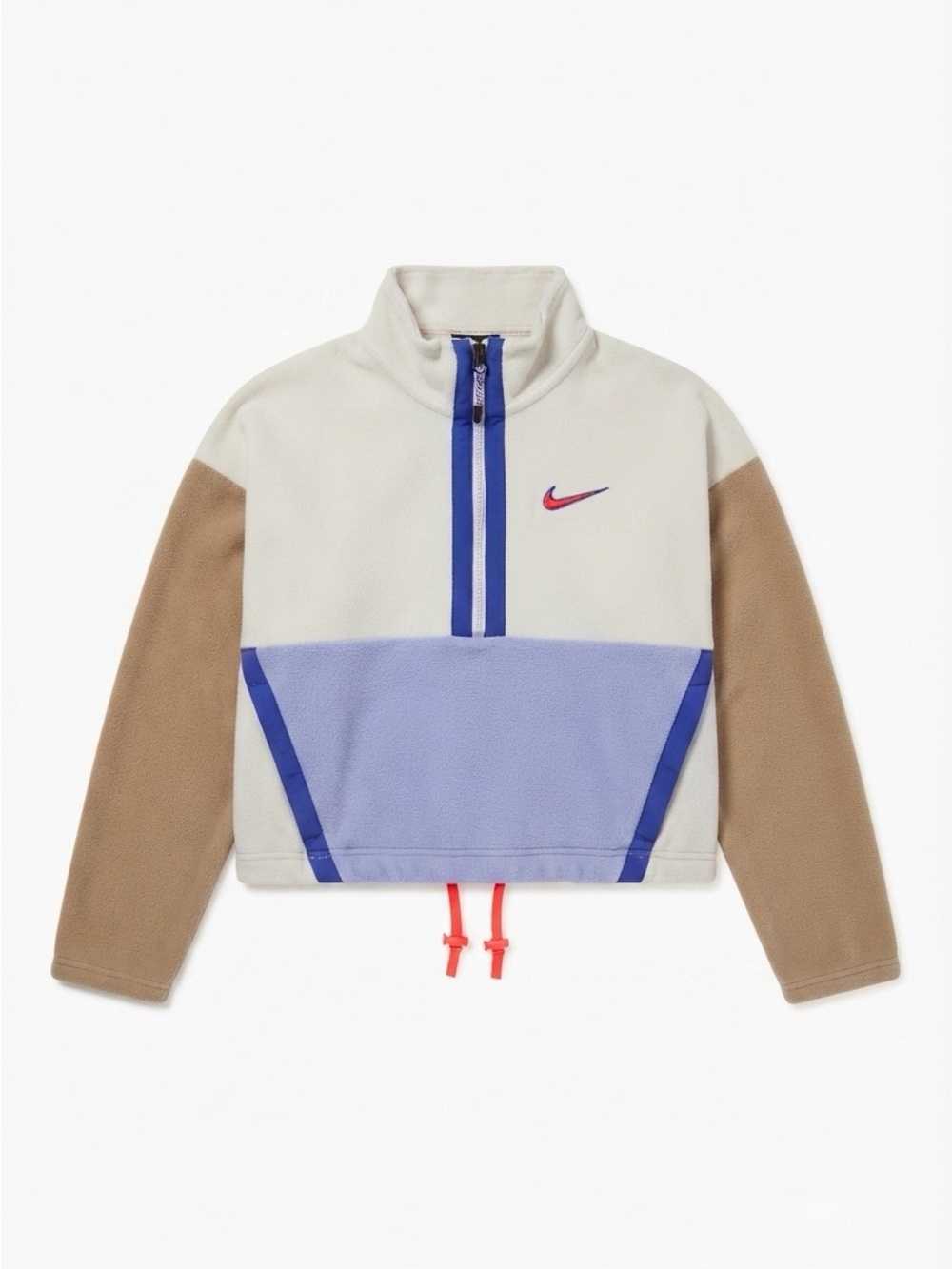 Nike Kids Colorblock Half-Zip Fleece Pullover - Cream/Blue/Tan